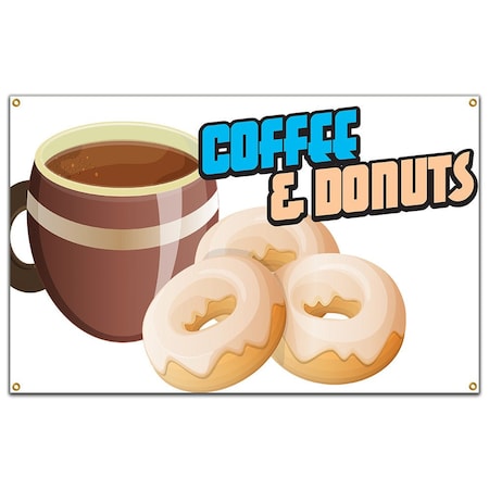 Coffee And Donuts Banner Concession Stand Food Truck Single Sided